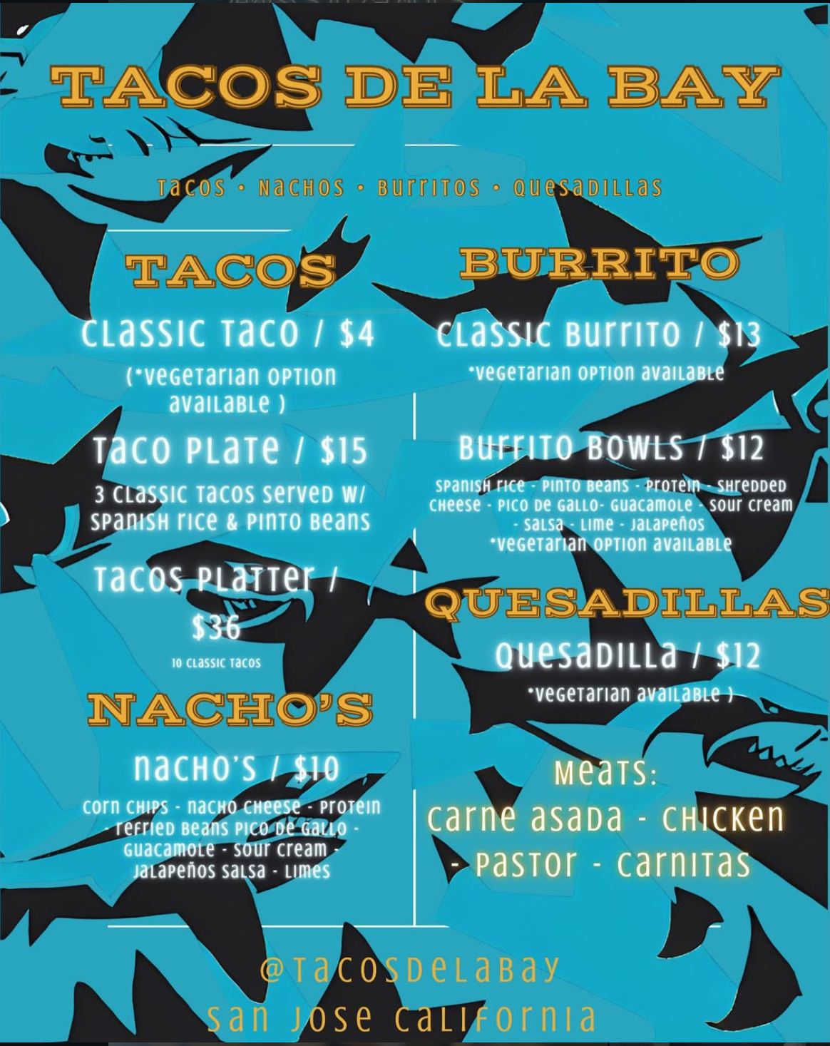 Tacos De La Bay full menu